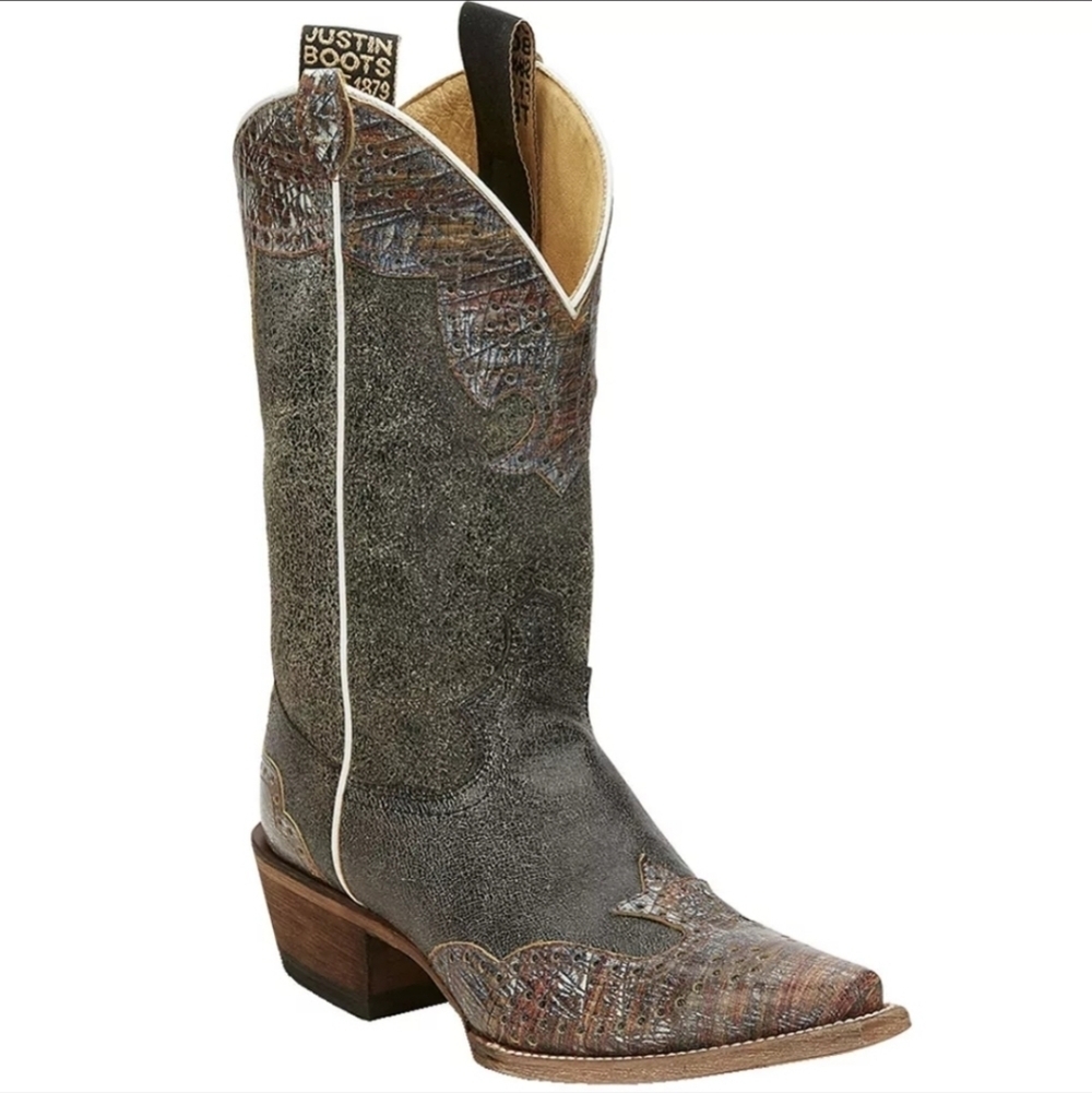 NIB Justin Black Crackle Vera Boots